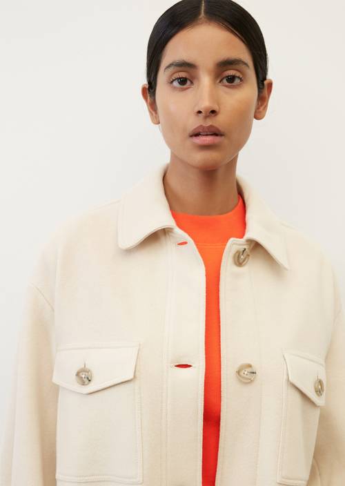 Stijlvol jersey overshirt grain field melange in detailaanzicht