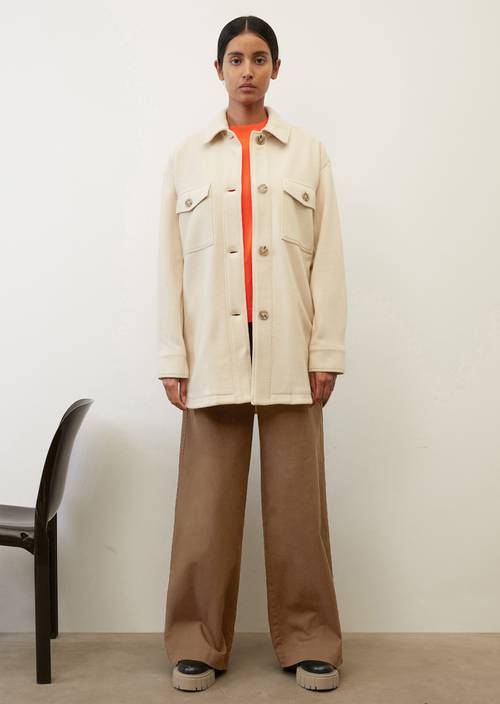 Stijlvol jersey overshirt grain field melange in vooraanzicht