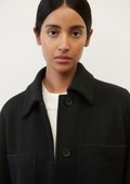 Shacket, relaxed fit made of wool blend jersey - black | Wool