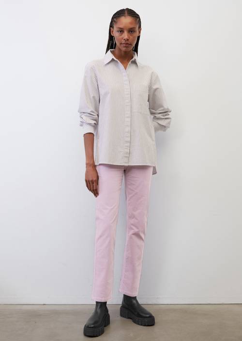 Blusa Oxford larga a rayas finas Multi en vista frontal