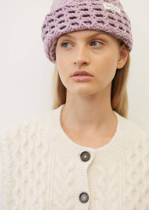 Cárdigan oversize de punto trenzado chalky stone melange en vista detallada