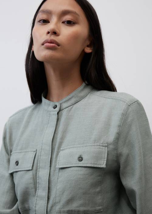 Cool flannel blouse lake green in detail view