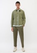 Overshirt in a jacket style made of stretch twill fabric - green