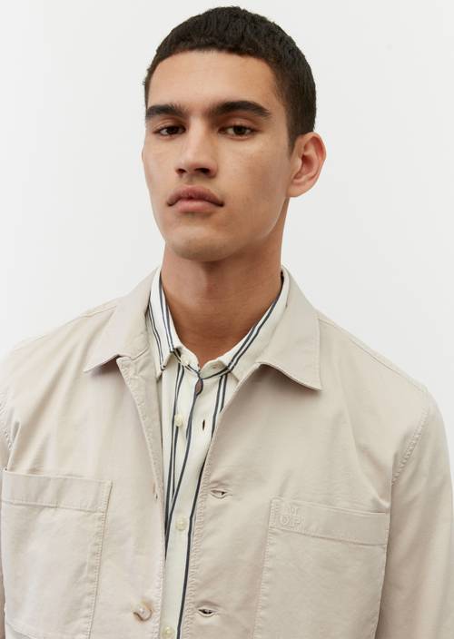 Overshirt in a jacket style gray silk in detail view