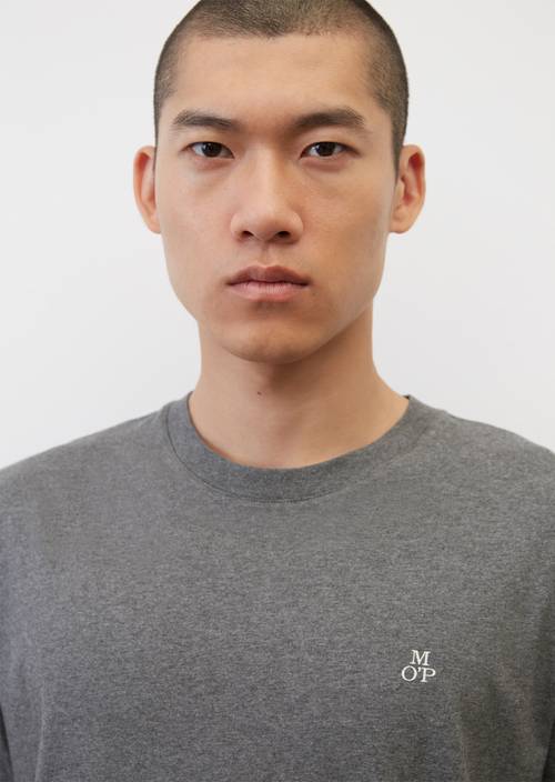 Basic T-shirt regular graphite grey melange in detailaanzicht