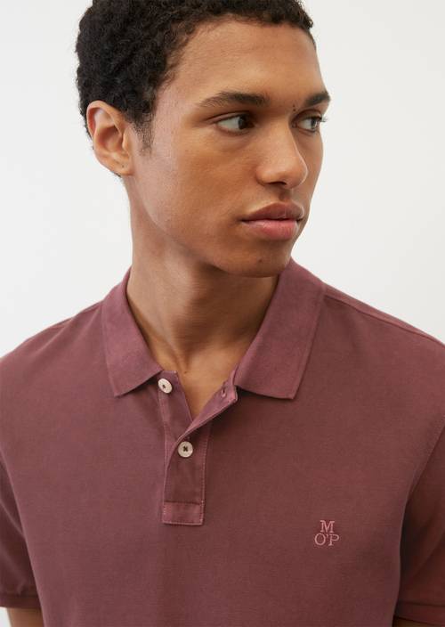 Piké polokošile s krátkým rukávem, střih Regular baby aubergine v detailním pohledu