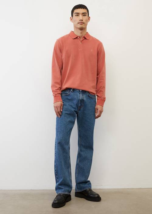 Langarm-Poloshirt regular dark crabapple in Frontalansicht