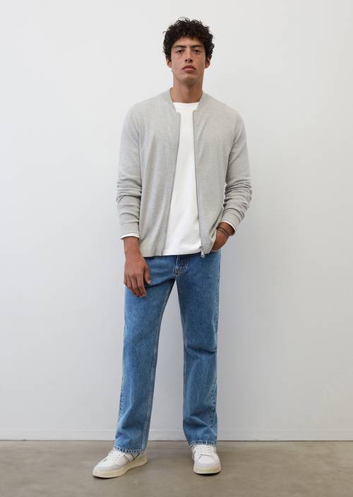 Zip-Cardigan relaxed silver gray melange in Frontalansicht