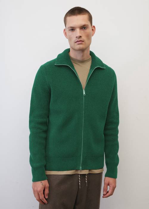 Cardigan zippé de coupe Relaxed Fit rich emerald en vue de face