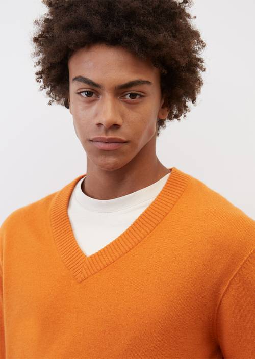 V Neck Jumper Orange Jumper Men Sussex V-neck Merino Sweater Burnt