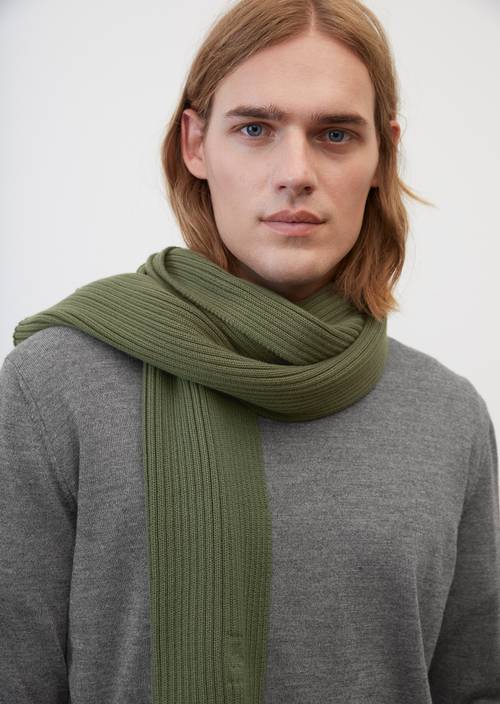 Men Organic Cotton Shawl Rib Knit Scarf Made Of A Soft Organic