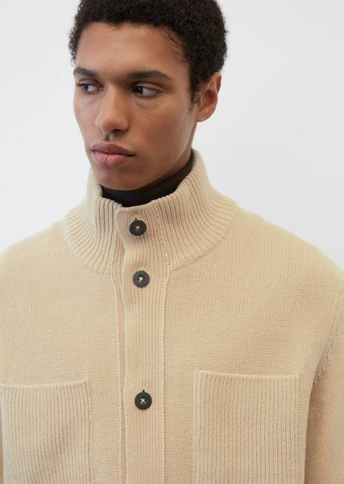 Sportief vest van chenille relaxed oyster gray in detailaanzicht