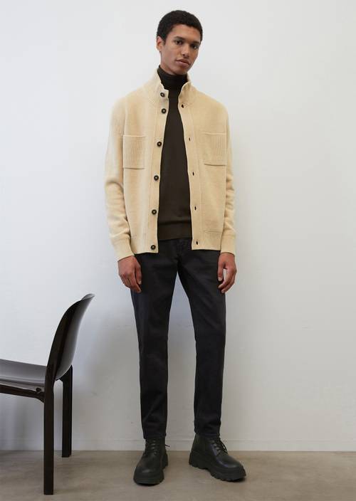 Sportief vest van chenille relaxed oyster gray in vooraanzicht