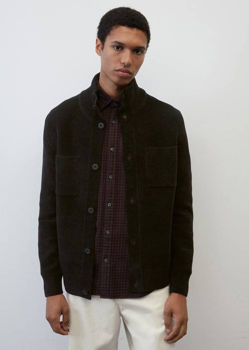 Sportief vest van chenille relaxed black in vooraanzicht