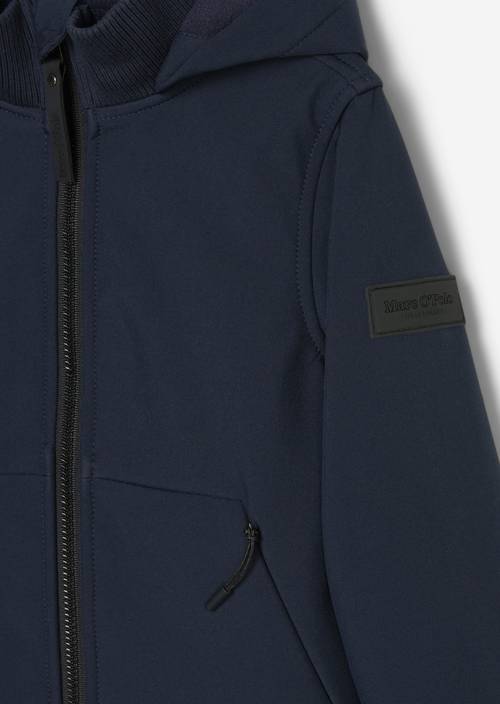 KIDS-BOYS softshell jas met capuchon DARK NAVY in vooraanzicht