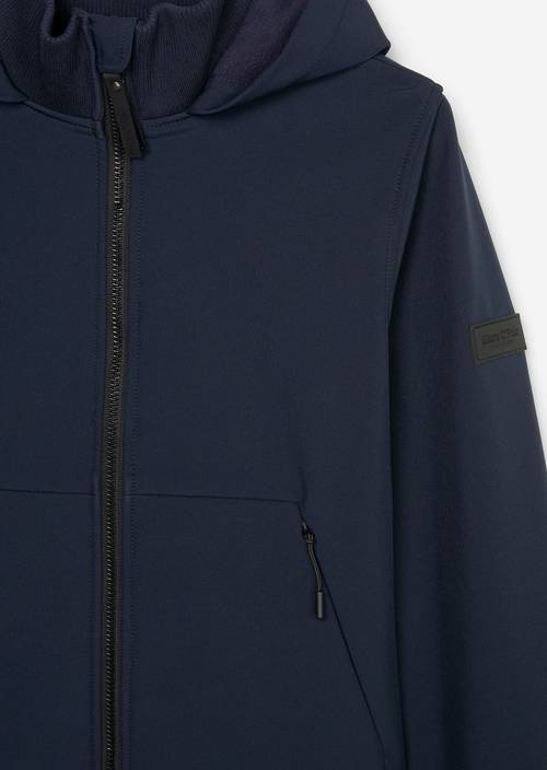 TEENS-BOYS hooded softshell jacket DARK NAVY in front view