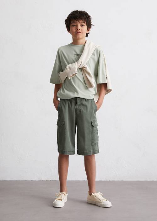 TEENS-BOYS cargo shorts made from an organic cotton blend green