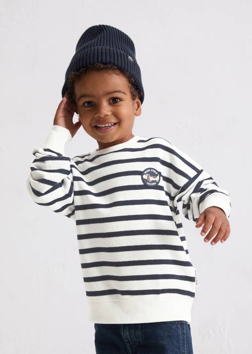 KIDS-BOYS sweatshirt DARK NAVY STRIPE - Product afbeelding 1