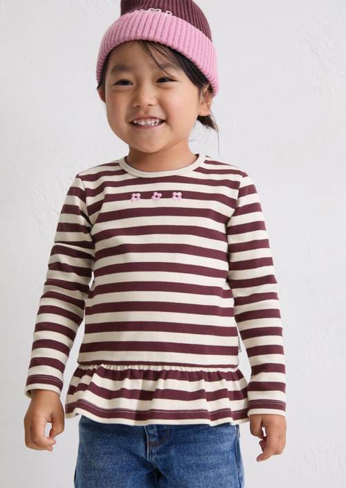 KIDS-GIRLS lange mouw AUBERGINE RED STRIPE - Product afbeelding 1