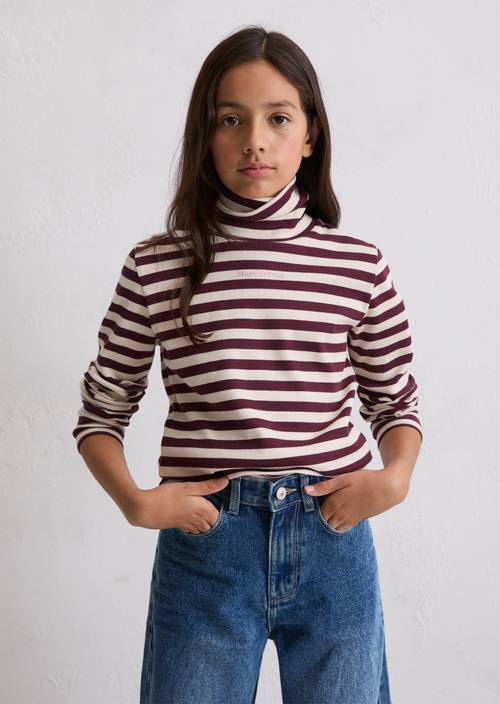 TEENS-GirlS lange mouw AUBERGINE RED STRIPE in vooraanzicht
