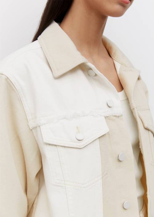 Oversized denim jacket multi/patchwork neutrals in detail view