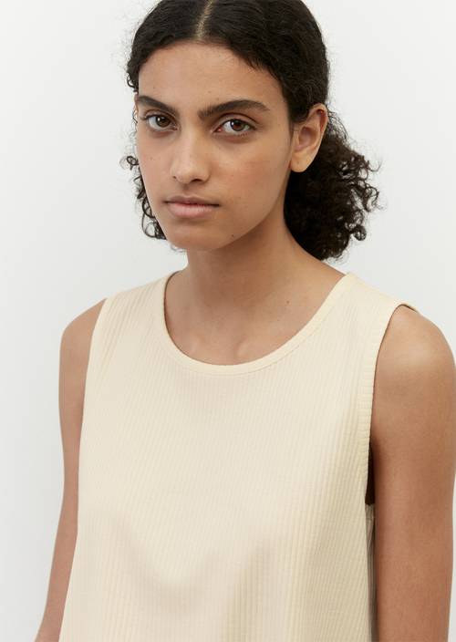 Cropped ribbed jersey T-shirt, straight fit white blush en vista detallada
