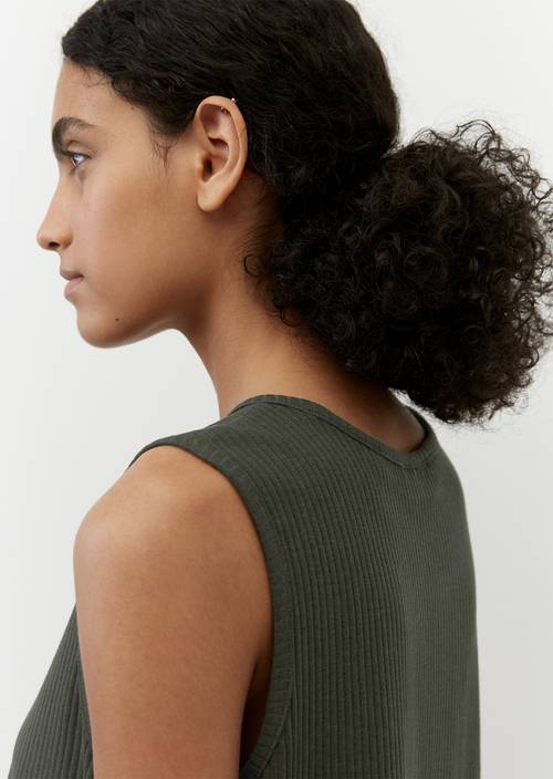 Cropped ribbed jersey T-shirt, straight fit midnight emerald en vista detallada