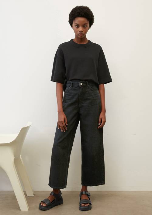 TOMMA cropped jeans Made of pure organic cotton black Wide fit