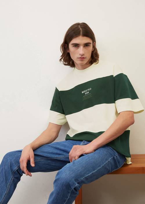 Tričko s širokými pruhy Oversized multi/midnight flora v předním pohledu