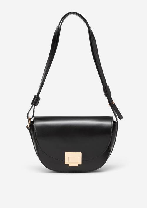 Sac à bandoulière small avec fermeture à rabat élégante noir