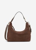 Handbag small made from soft suede cowhide - brown
