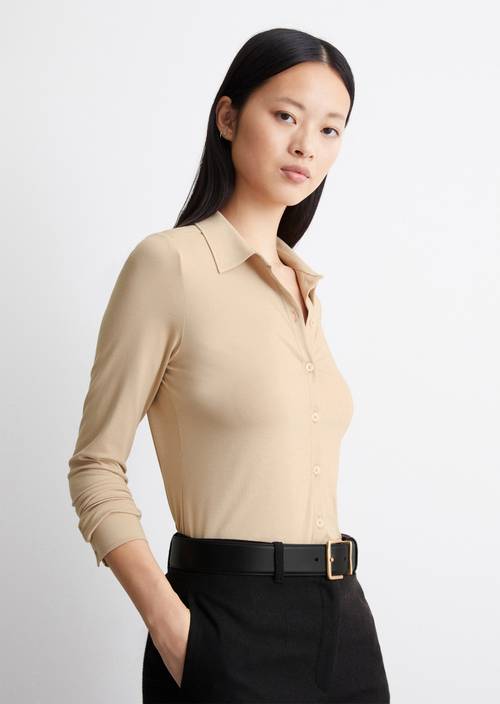 Regular jersey blouse from LENZING™ ECOVERO™ - beige | Long-sleeve 