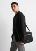 Shoulder bag large made from recycled material - black