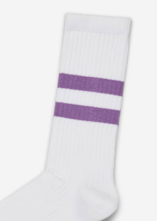 Sportieve geribde sokken white/lilac in detailaanzicht