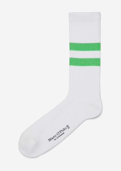 Sportieve geribde sokken white/grass green in vooraanzicht