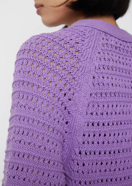 Cardigan regular aus Organic Cotton lila Grobstrick MARC O'POLO