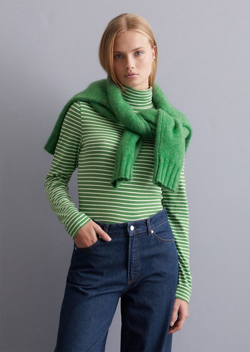 Turtleneck longsleeve slim — Medium Green