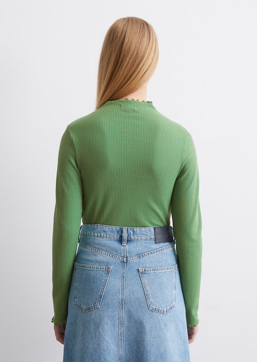 Ribbed longsleeve slim — Artichoke Green