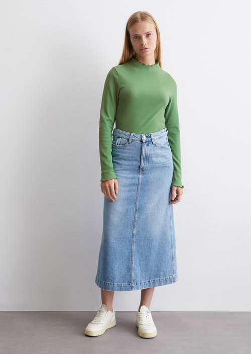 Ribbed longsleeve slim — Artichoke Green