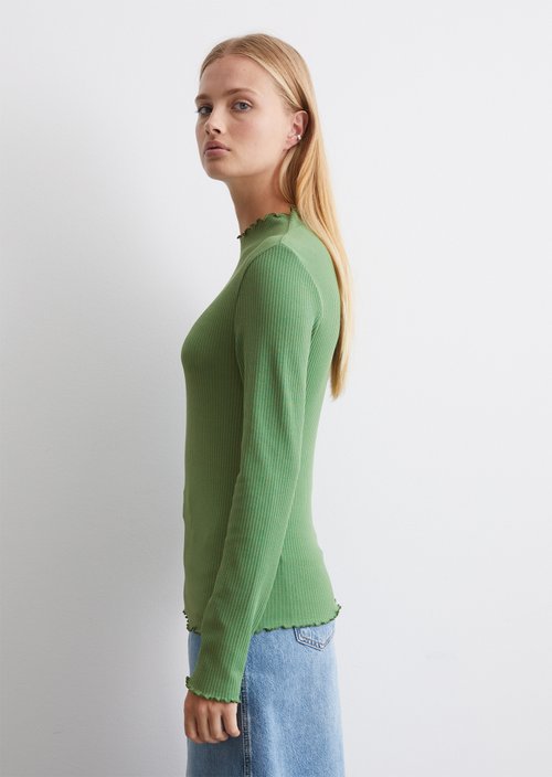 Ribbed longsleeve slim — Artichoke Green