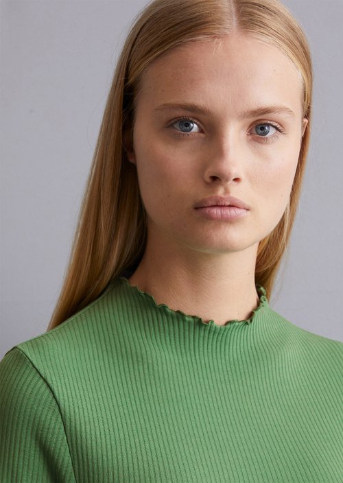 Ribbed longsleeve slim — Artichoke Green