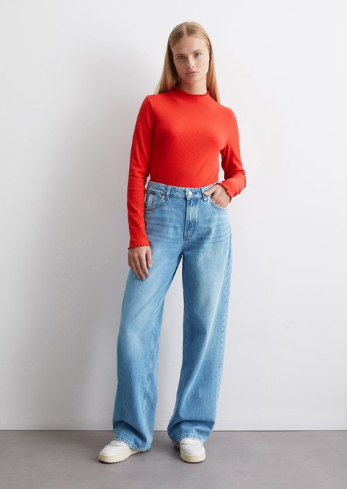 Ribbed longsleeve slim — Vermillion Red