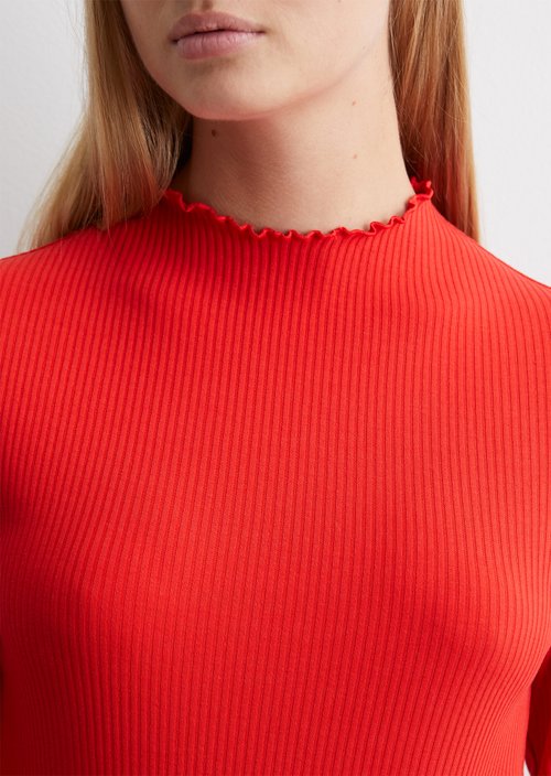 Ribbed longsleeve slim — Vermillion Red