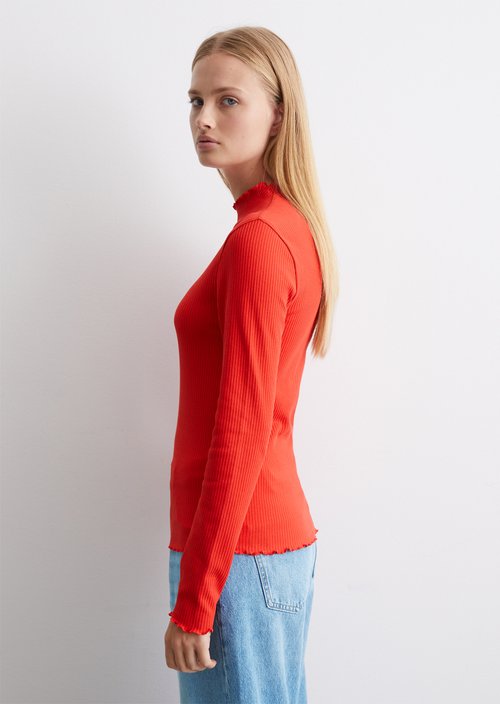 Ribbed longsleeve slim — Vermillion Red