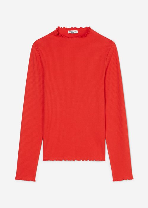 Ribbed longsleeve slim — Vermillion Red