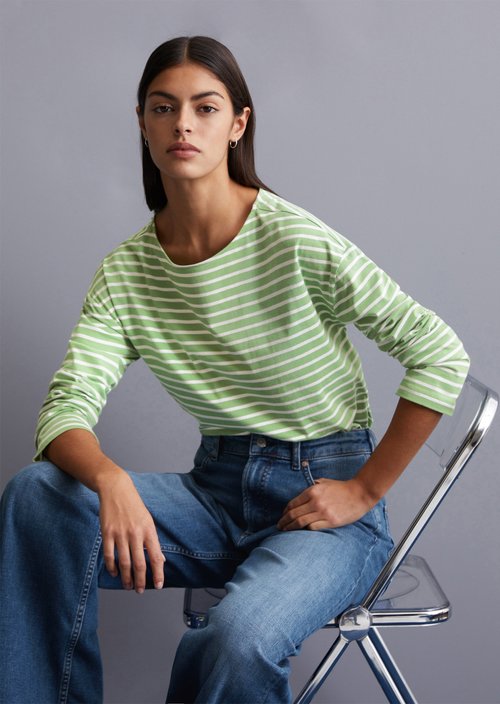 Breton shirt relaxed — Medium Green