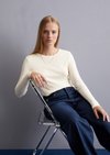 Marc O'Polo Longsleeve slim, Dames, wit, Xl, 100% Katoen
