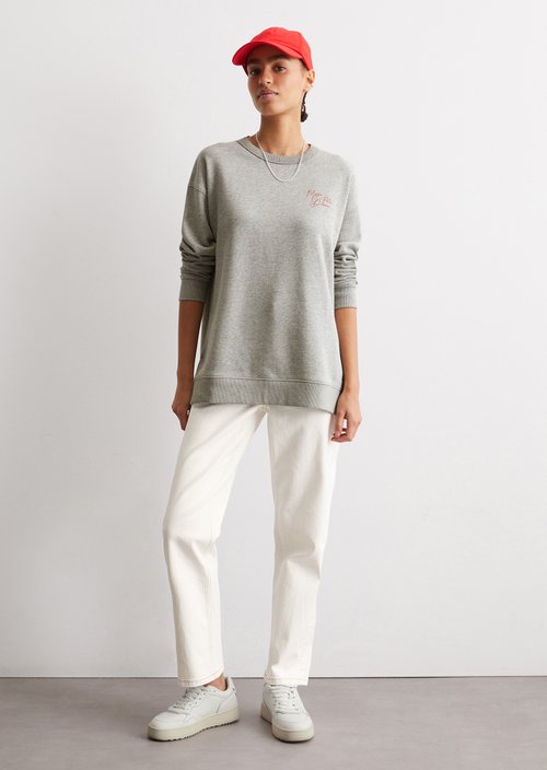 Long relaxed sweatshirt — Stone Melange