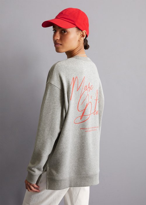 Long relaxed sweatshirt — Stone Melange