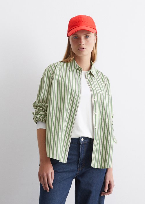 Striped blouse regualr — Medium Green